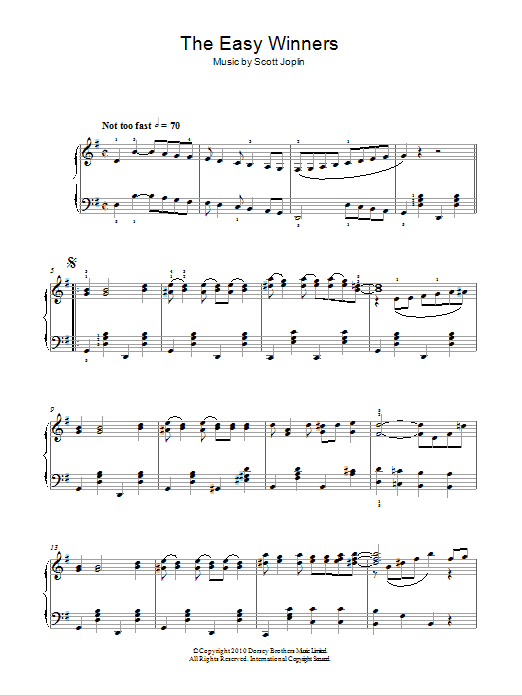 Scott Joplin The Easy Winners sheet music notes and chords. Download Printable PDF.