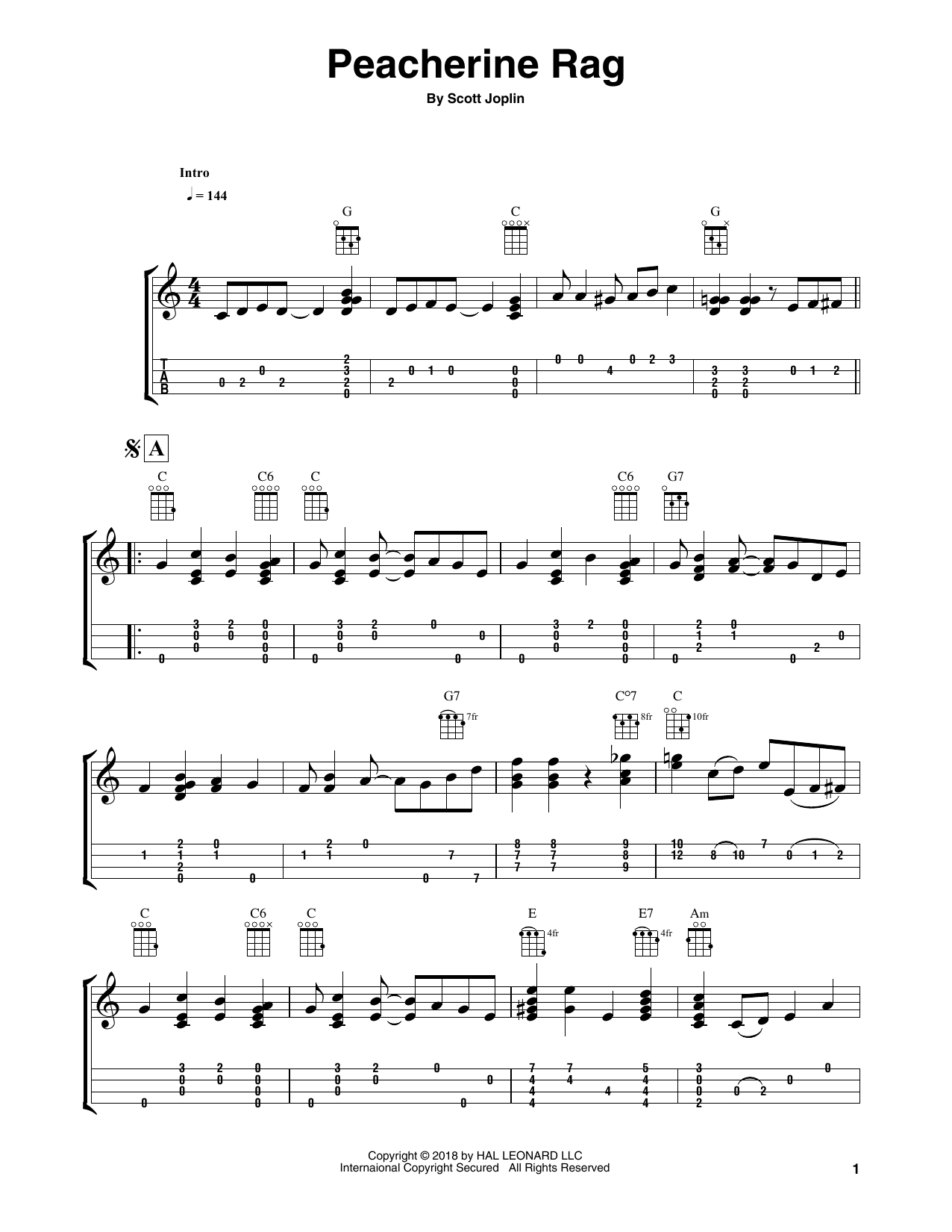 Fred Sokolow Peacherine Rag sheet music notes and chords. Download Printable PDF.