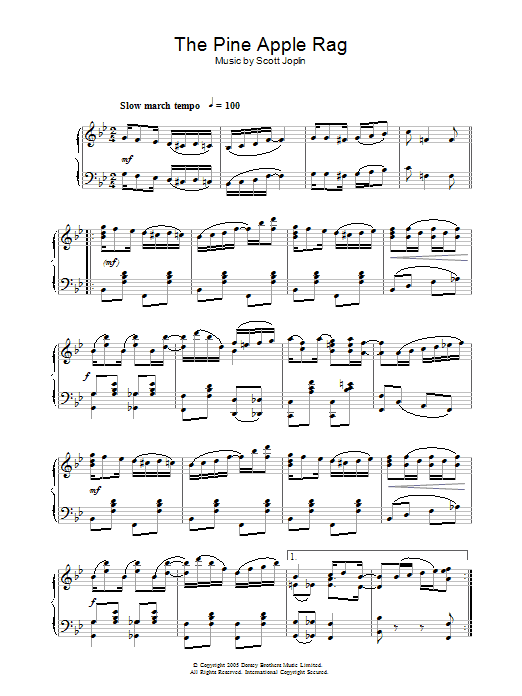Learn to play Scott Joplin Pineapple Rag sheet music for Piano Solo in minutes. Price: 7.8900$ Scott Joplin Pineapple Rag sheet music notes and chords arranged for Piano Solo