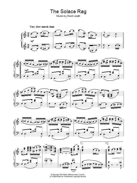 Scott Joplin Solace Rag sheet music notes and chords arranged for Piano Solo