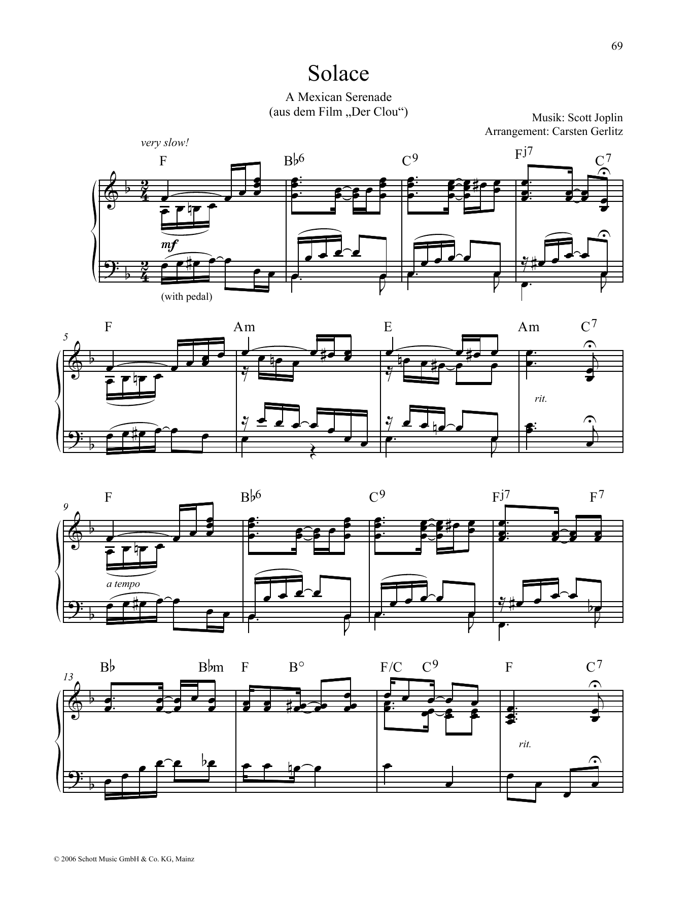 Scott Joplin Solace sheet music notes and chords. Download Printable PDF.