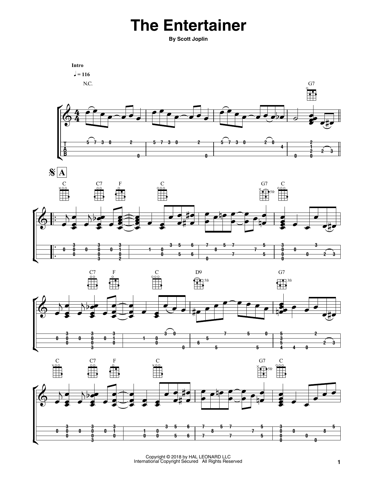 Fred Sokolow The Entertainer sheet music notes and chords. Download Printable PDF.