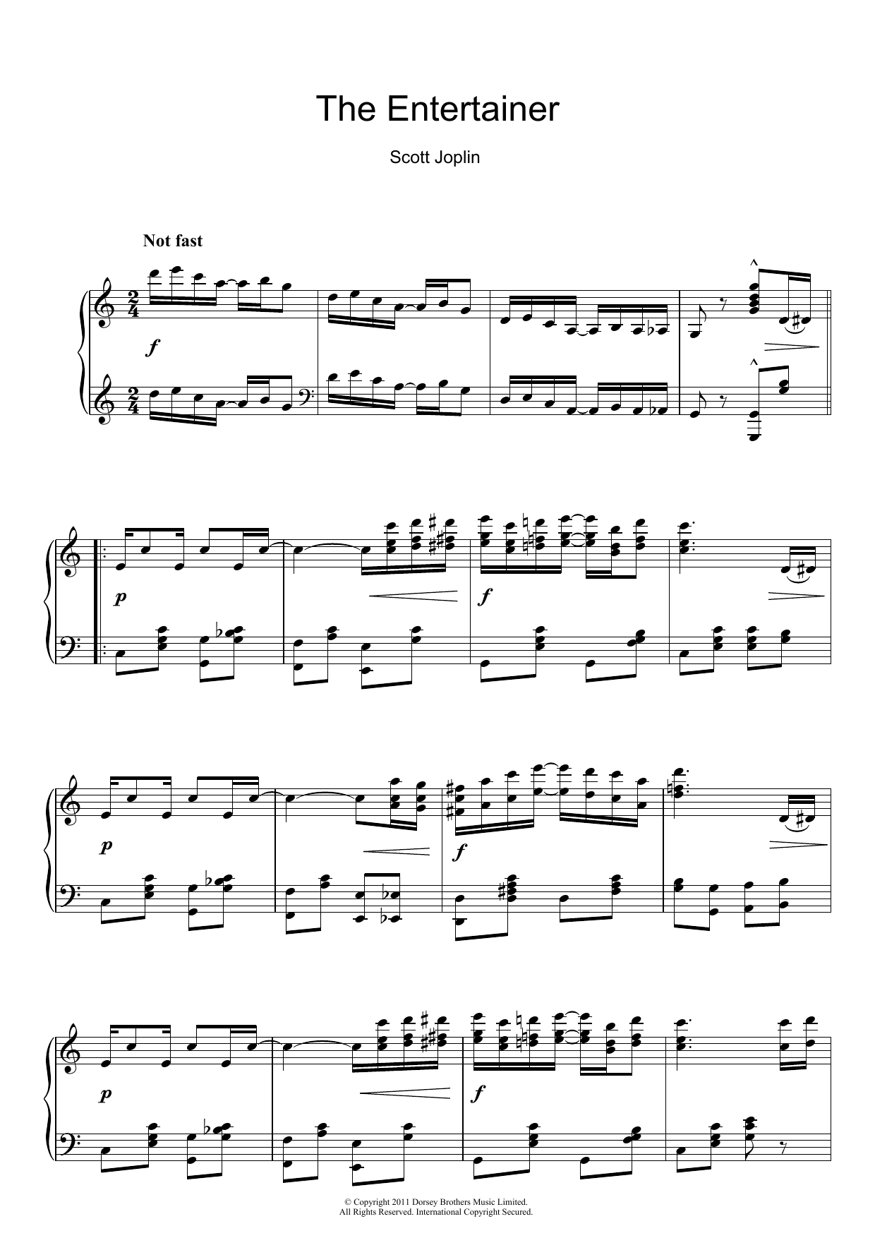 Scott Joplin The Entertainer sheet music notes and chords. Download Printable PDF.