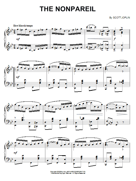 Scott Joplin The Nonpareil sheet music notes and chords arranged for Piano Solo