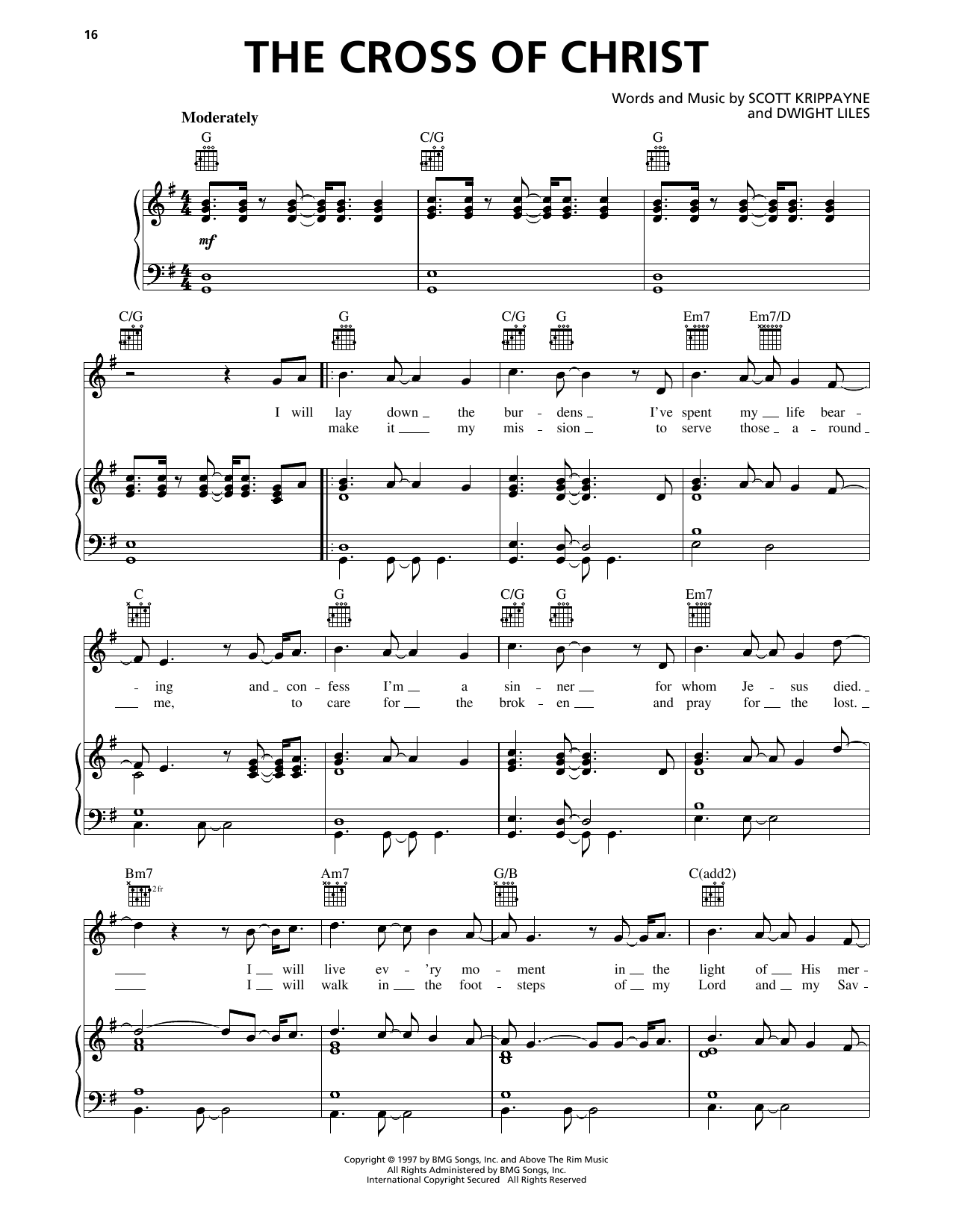 Learn to play Scott Krippayne The Cross of Christ sheet music for Piano, Vocal & Guitar Chords (Right-Hand Melody) in minutes. Price: 7.8900$ Scott Krippayne The Cross of Christ sheet music notes and chords arranged for Piano, Vocal & Guitar Chords (Right-Hand Melody)