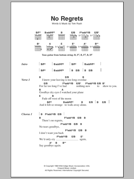 Scott Walker No Regrets sheet music notes and chords. Download Printable PDF.