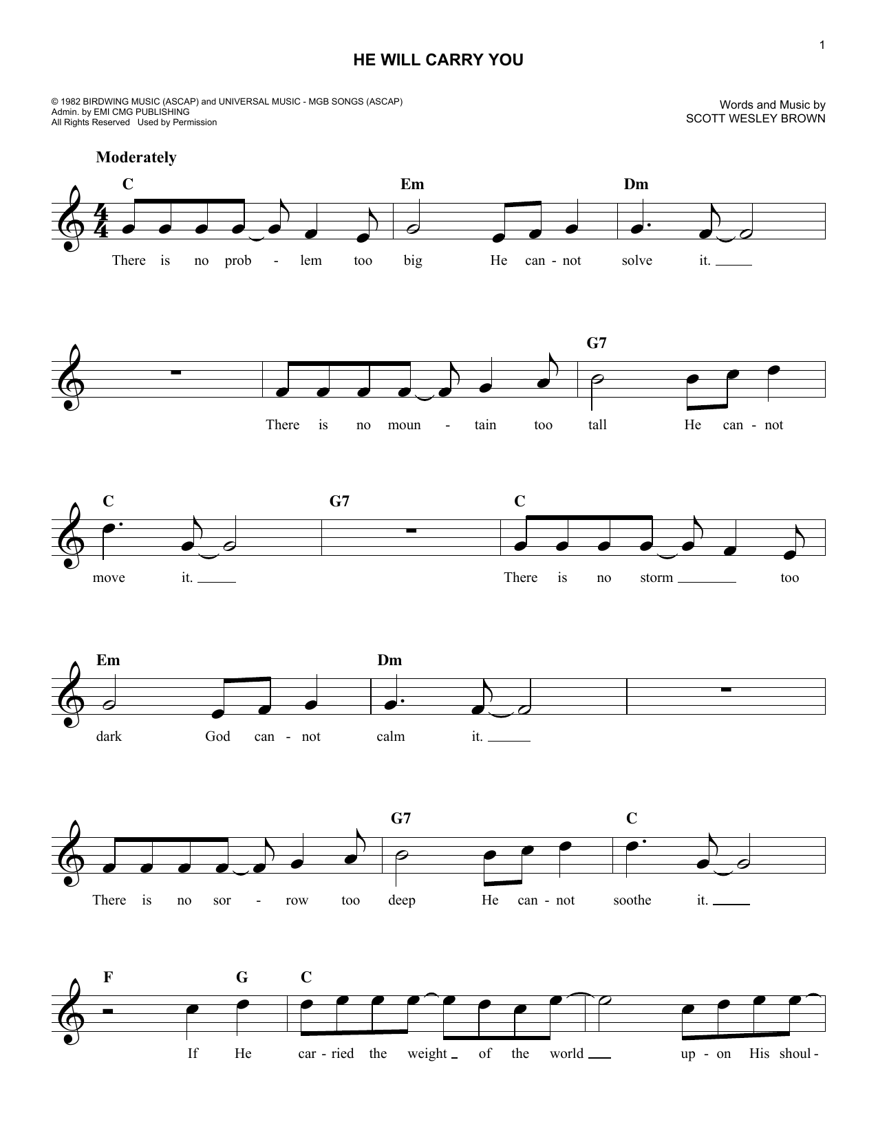 Scott Wesley Brown He Will Carry You sheet music notes and chords. Download Printable PDF.