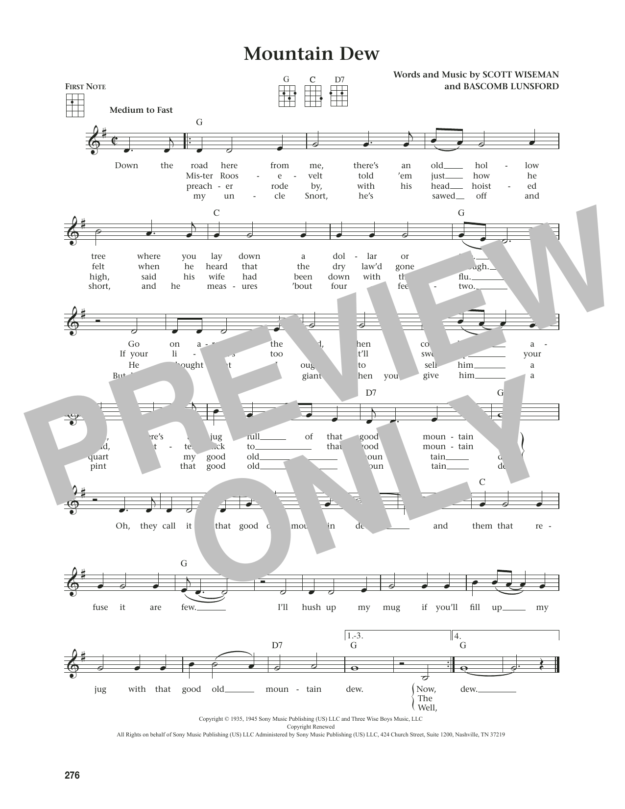 Scott Wiseman Mountain Dew (from The Daily Ukulele) (arr. Jim Beloff) sheet music notes and chords. Download Printable PDF.