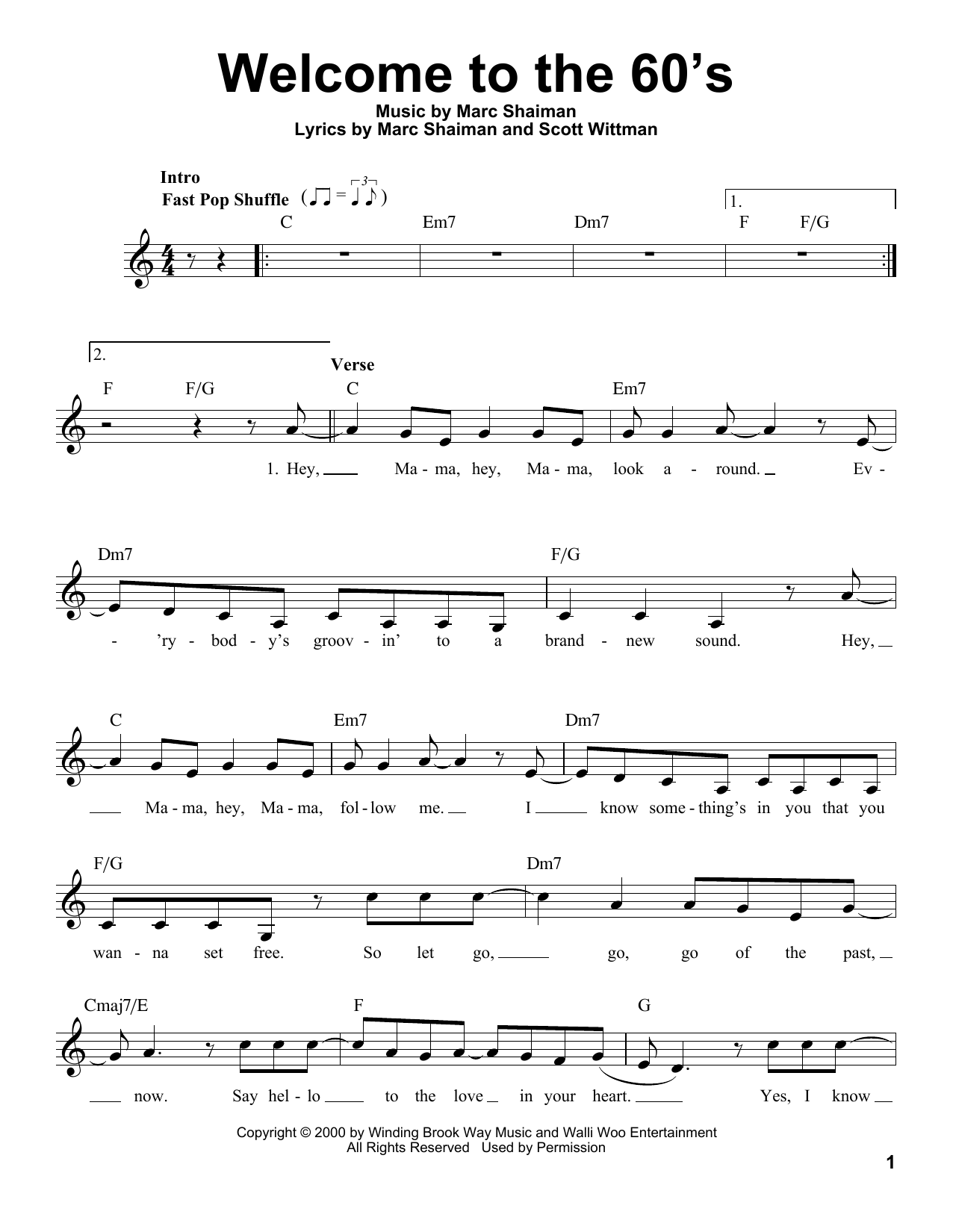 Scott Wittman Welcome To The 60's sheet music notes and chords arranged for Pro Vocal