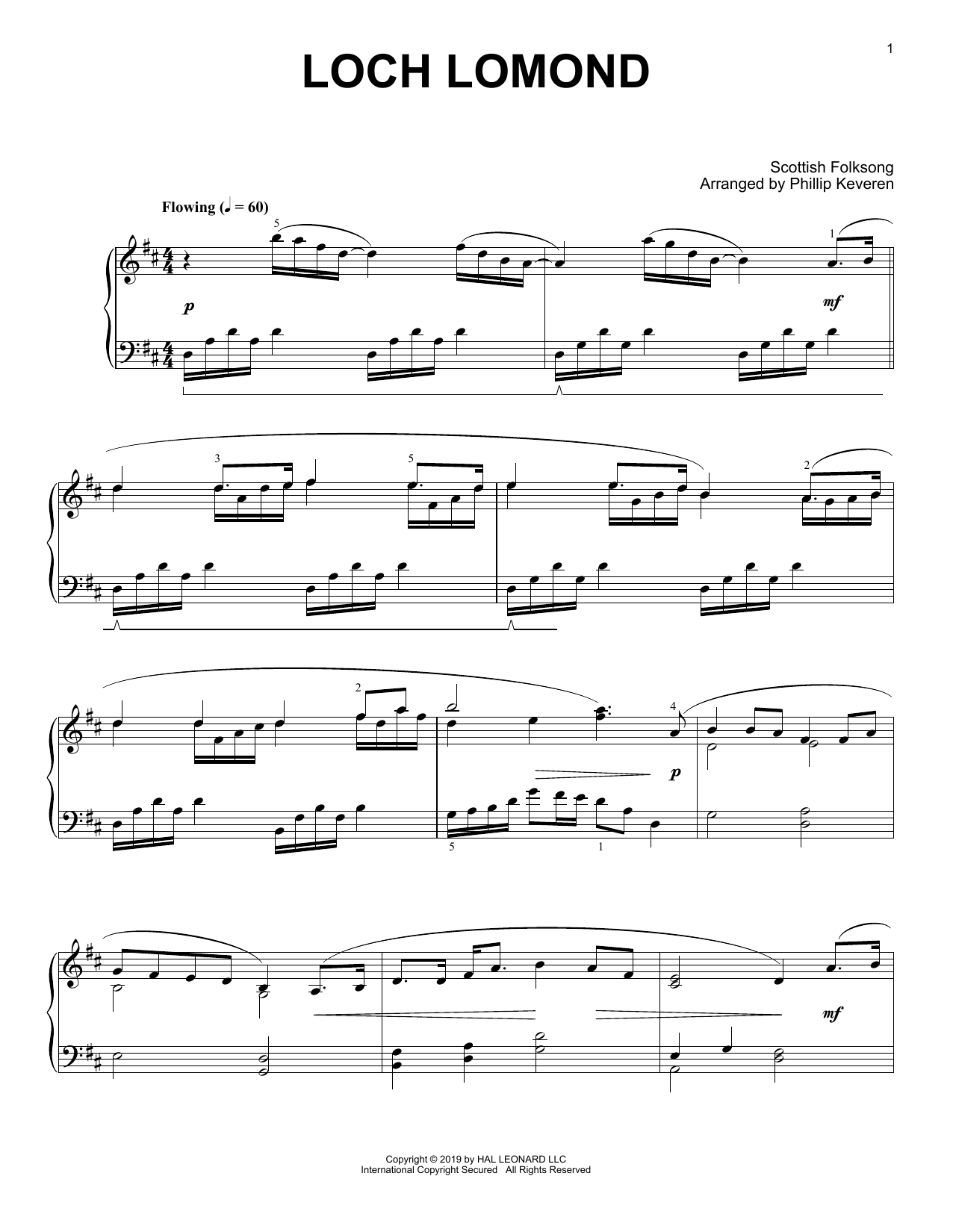 Scottish Folksong Loch Lomond (arr. Phillip Keveren) sheet music notes and chords. Download Printable PDF.