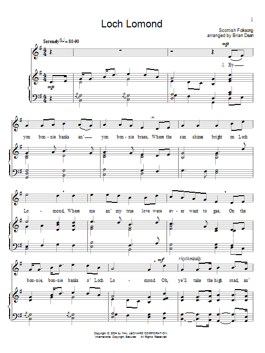 Scottish Folksong Loch Lomond sheet music notes and chords. Download Printable PDF.