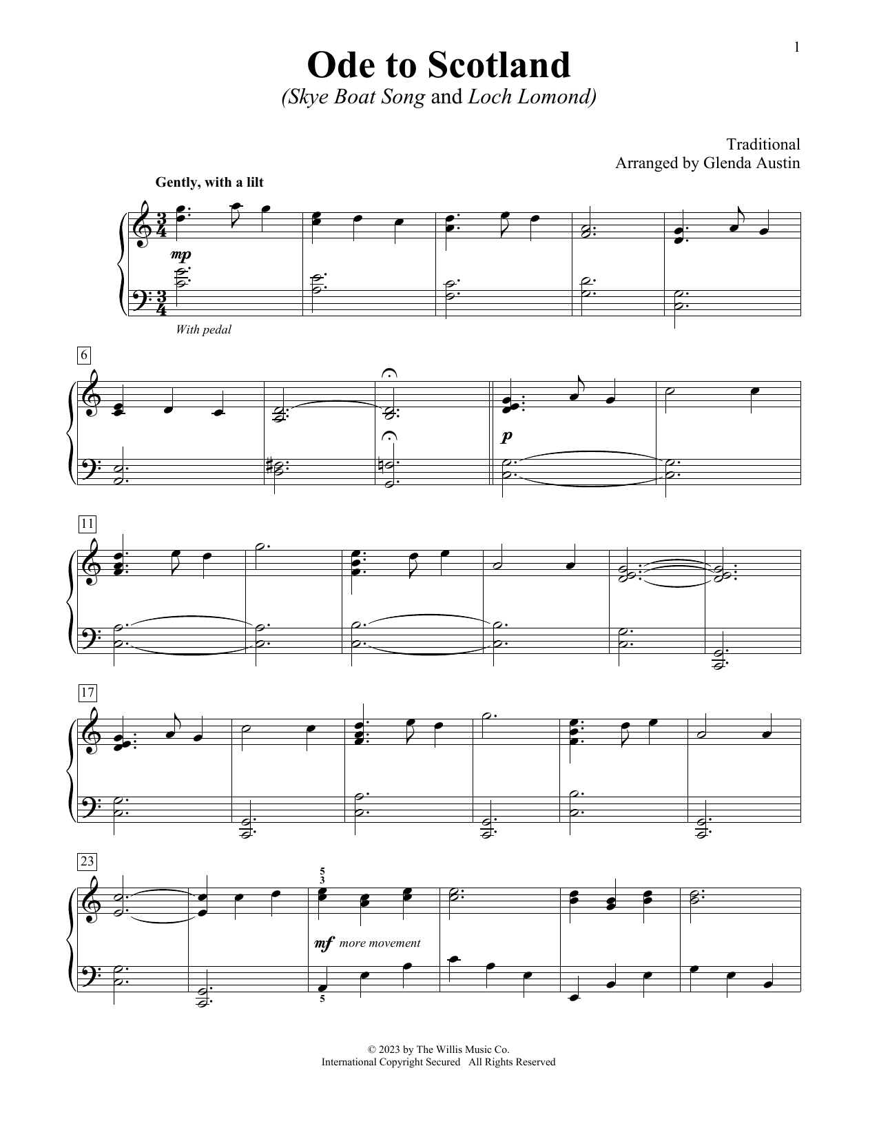 Scottish Folksong Ode To Scotland (arr. Glenda Austin) sheet music notes and chords. Download Printable PDF.