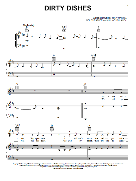 Learn to play Scotty McCreery Dirty Dishes sheet music for Piano, Vocal & Guitar Chords (Right-Hand Melody) in minutes. Price: 7.8900$ Scotty McCreery Dirty Dishes sheet music notes and chords arranged for Piano, Vocal & Guitar Chords (Right-Hand Melody)