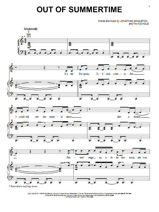 Learn to play Scotty McCreery Out Of Summertime sheet music for Piano, Vocal & Guitar Chords (Right-Hand Melody) in minutes. Price: 7.8900$ Scotty McCreery Out Of Summertime sheet music notes and chords arranged for Piano, Vocal & Guitar Chords (Right-Hand Melody)