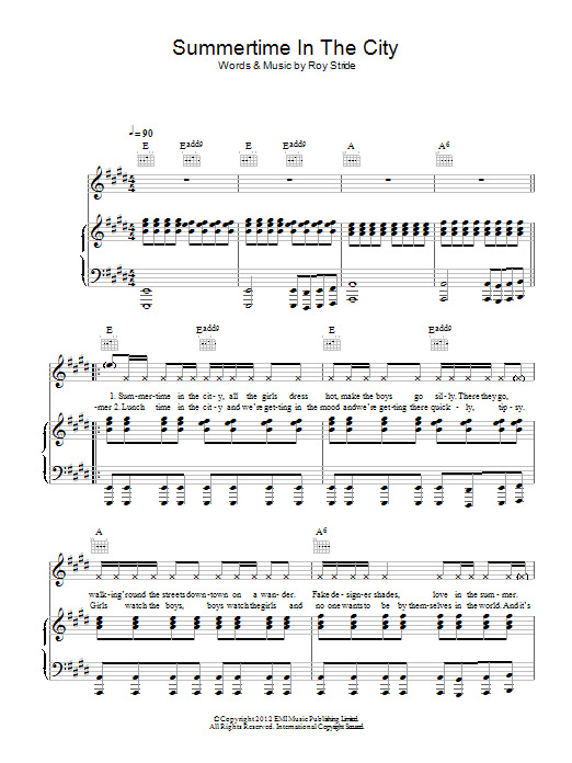Learn to play Scouting For Girls Summertime In The City sheet music for Piano, Vocal & Guitar Chords in minutes. Price: 7.8900$ Scouting For Girls Summertime In The City sheet music notes and chords arranged for Piano, Vocal & Guitar Chords