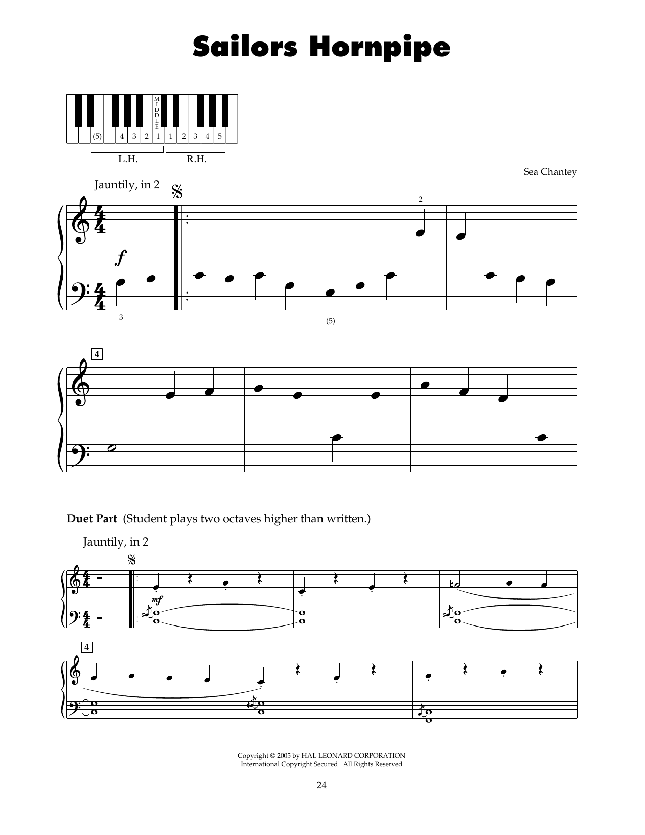 Sea Chantey Sailors Hornpipe sheet music notes and chords. Download Printable PDF.