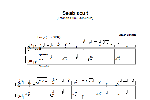 Randy Newman Seabiscuit (from Seabiscuit) sheet music notes and chords arranged for Piano Solo