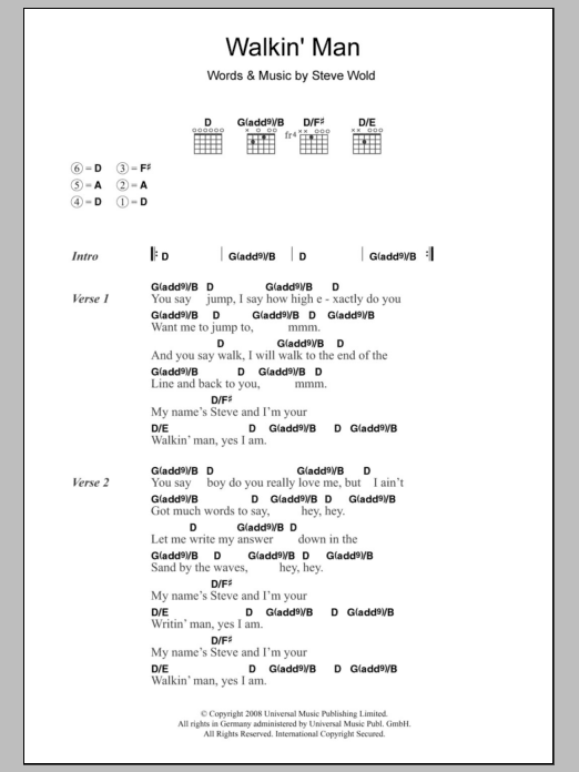 Seasick Steve Walkin' Man sheet music notes and chords. Download Printable PDF.