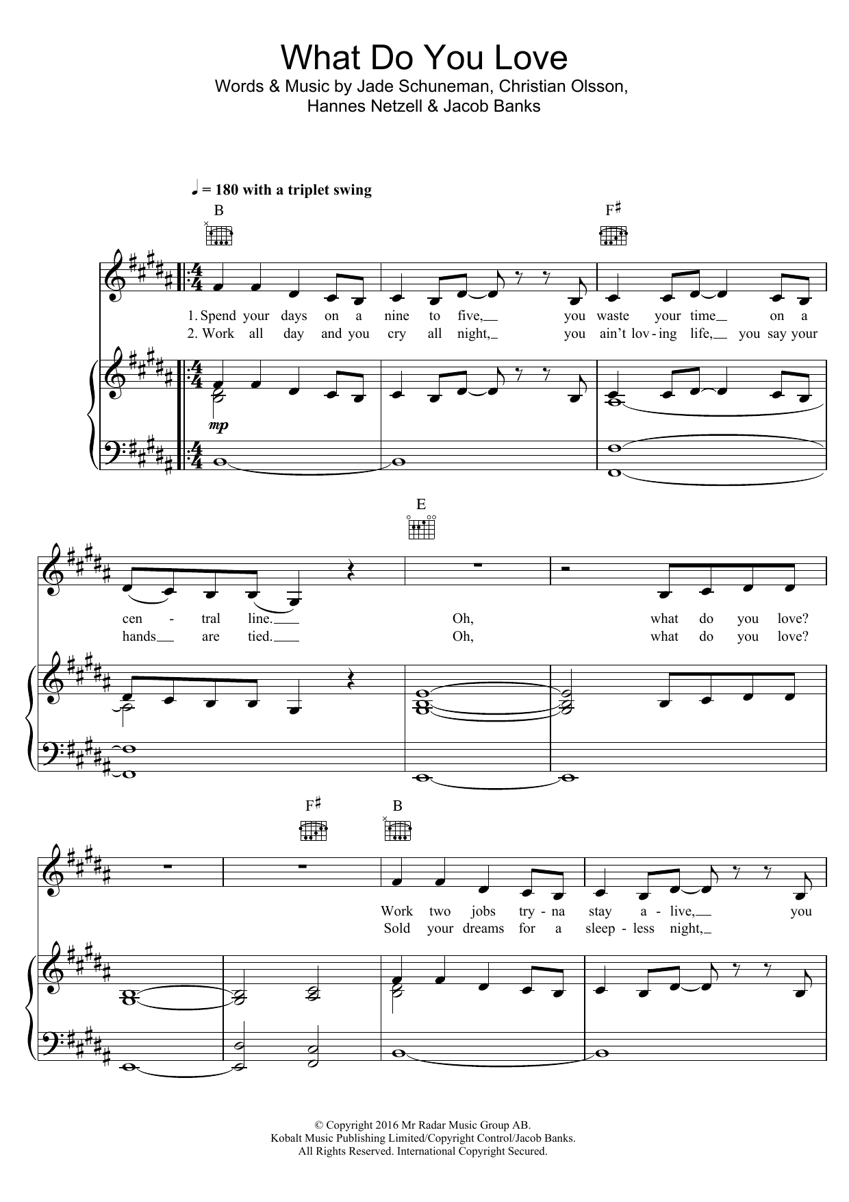 Learn to play Seeb What Do You Love (feat. Jacob Banks) sheet music for Piano, Vocal & Guitar Chords in minutes. Price: 7.8900$ Seeb What Do You Love (feat. Jacob Banks) sheet music notes and chords arranged for Piano, Vocal & Guitar Chords