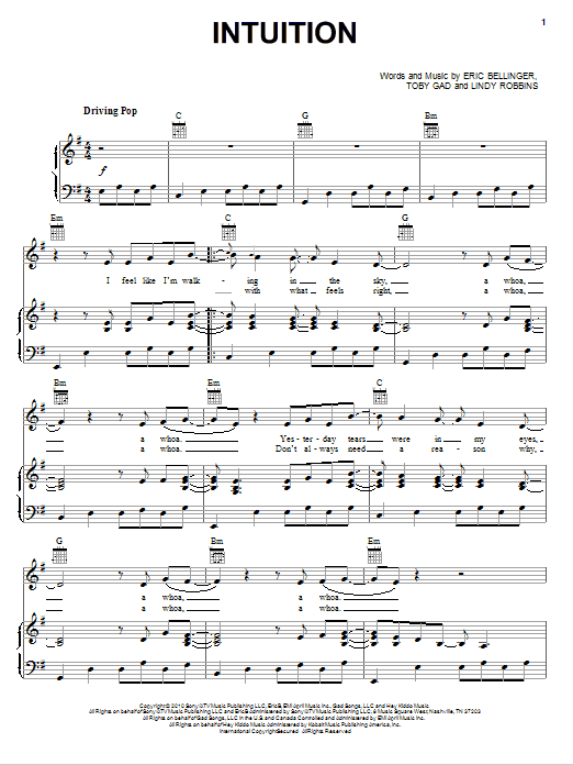 Selena Gomez & The Scene Intuition sheet music notes and chords arranged for Piano, Vocal & Guitar Chords (Right-Hand Melody)