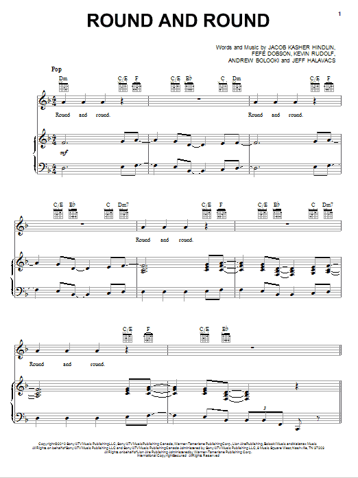 Selena Gomez & The Scene Round And Round sheet music notes and chords arranged for Piano, Vocal & Guitar Chords (Right-Hand Melody)