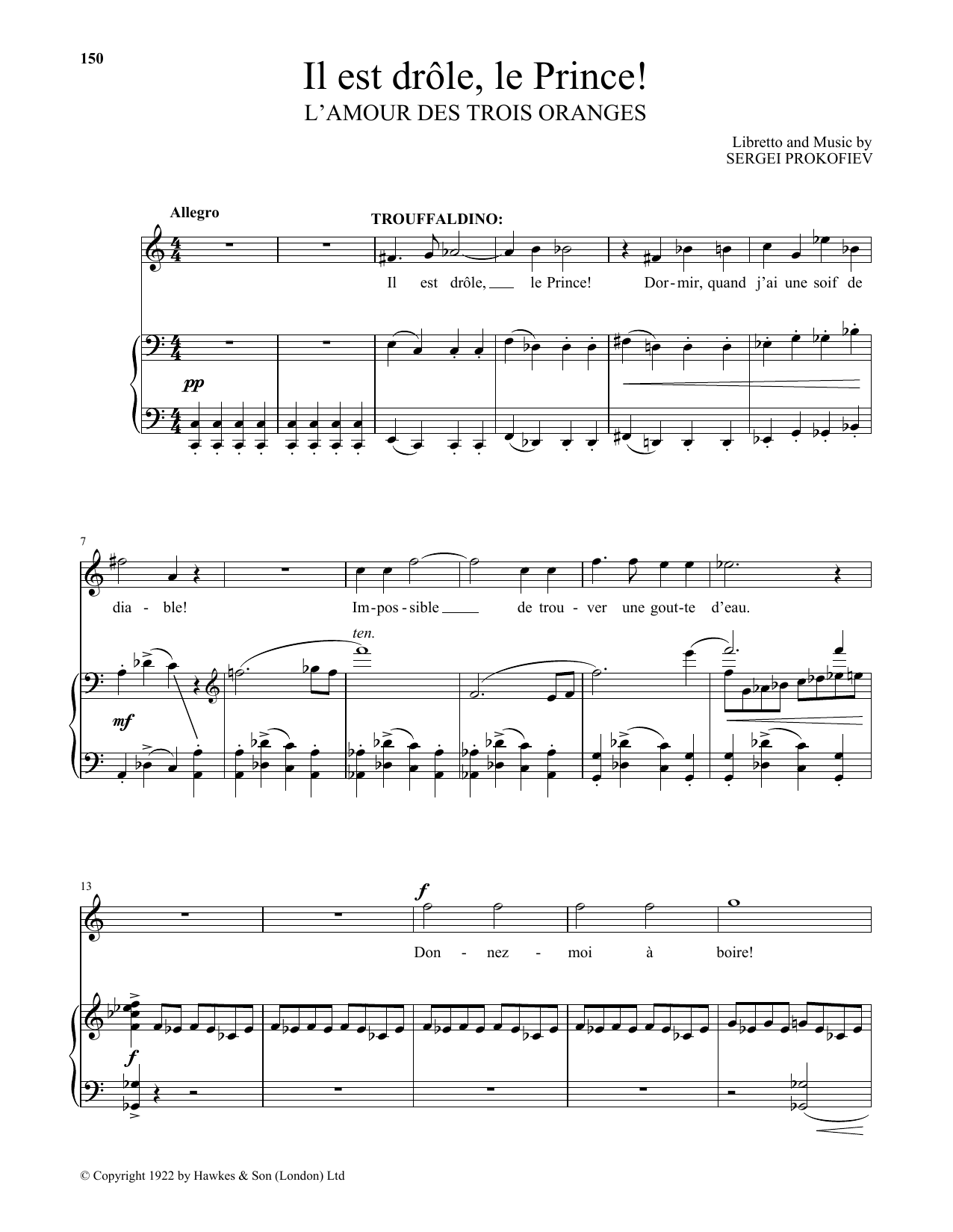 Learn to play Sergei Prokofiev Il Est Drole, Le Prince! sheet music for Piano & Vocal in minutes. Price: 7.8900$ Sergei Prokofiev Il Est Drole, Le Prince! sheet music notes and chords arranged for Piano & Vocal
