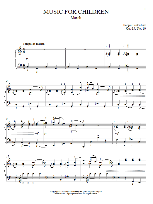 Learn to play Sergei Prokofiev March sheet music for Piano Solo in minutes. Price: 7.8900$ Sergei Prokofiev March sheet music notes and chords arranged for Piano Solo