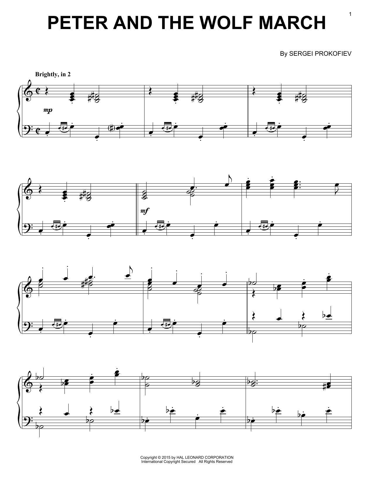 Sergei Prokofiev Peter And The Wolf March sheet music notes and chords. Download Printable PDF.