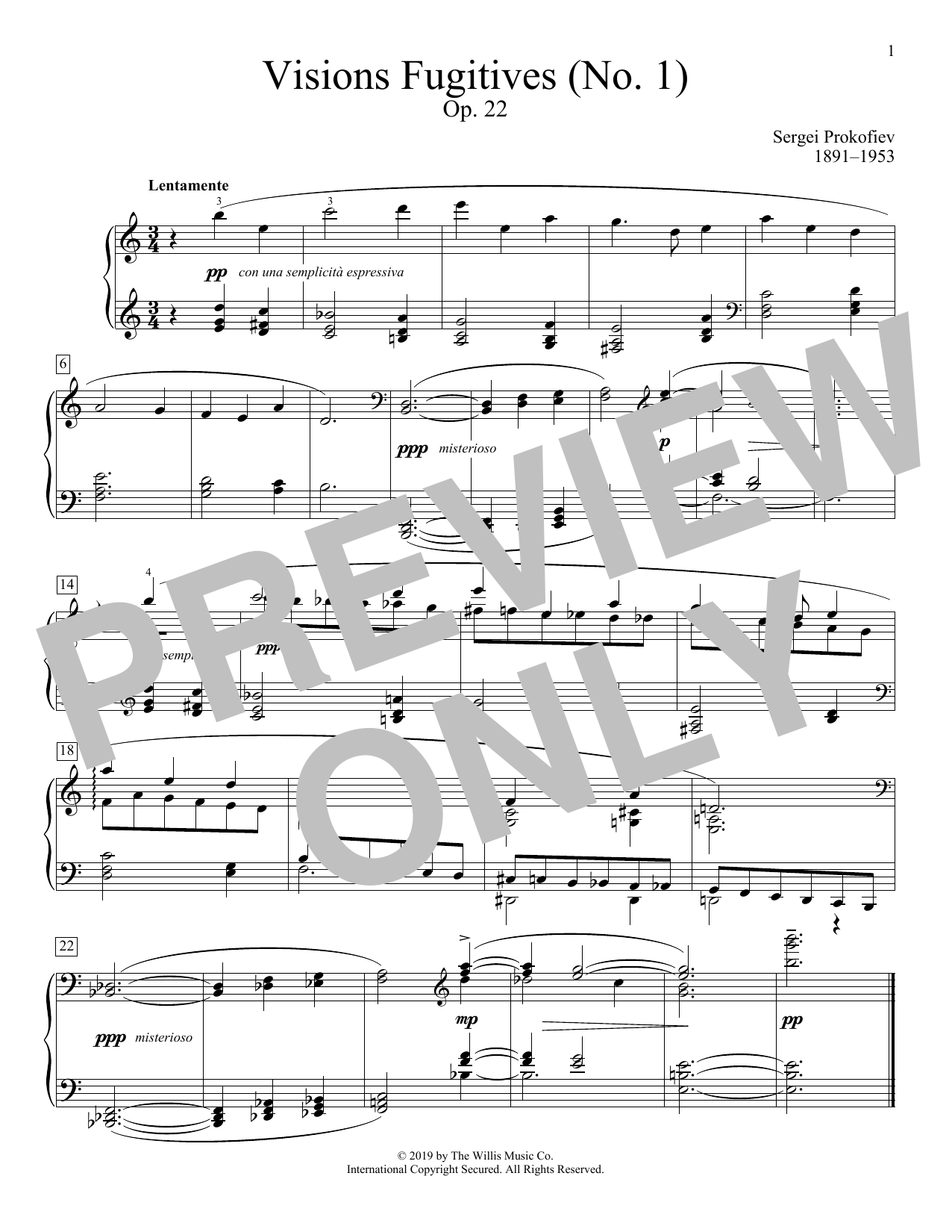 Learn to play Sergei Prokofiev Visions Fugitives, Opus 22, No. 1 sheet music for Educational Piano in minutes. Price: 6.9900$ Sergei Prokofiev Visions Fugitives, Opus 22, No. 1 sheet music notes and chords arranged for Educational Piano