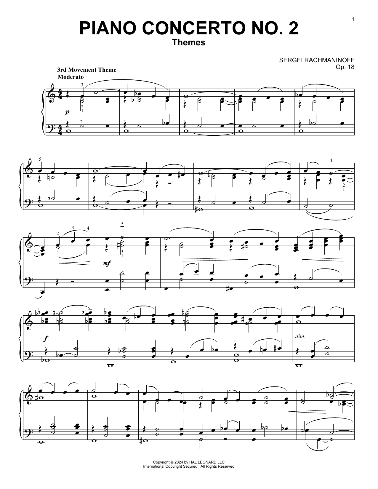 Sergei Rachmaninoff Piano Concerto No. 2 In C Minor, Op. 18 sheet music notes and chords. Download Printable PDF.