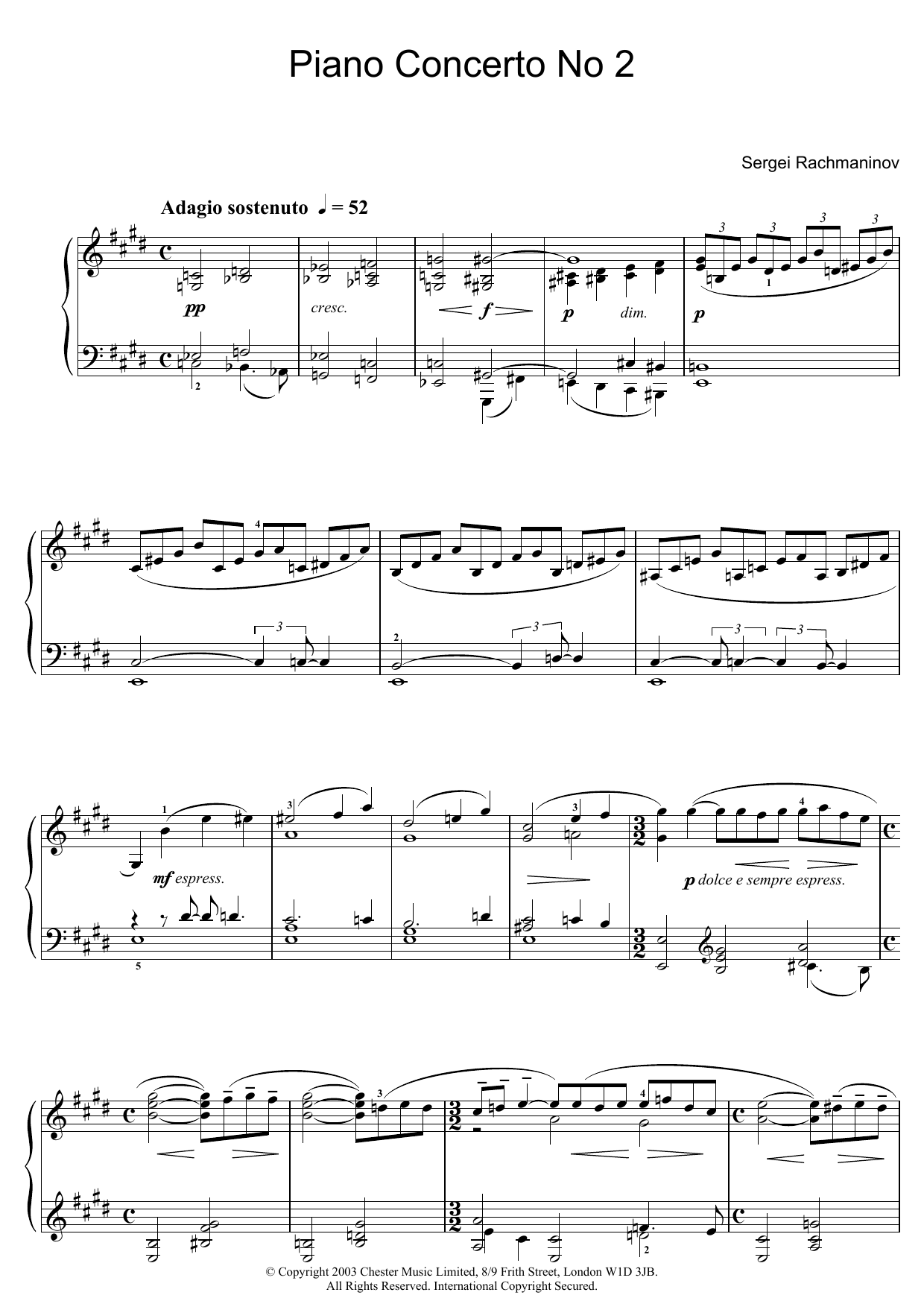 Sergei Rachmaninoff Piano Concerto No 2 sheet music notes and chords. Download Printable PDF.