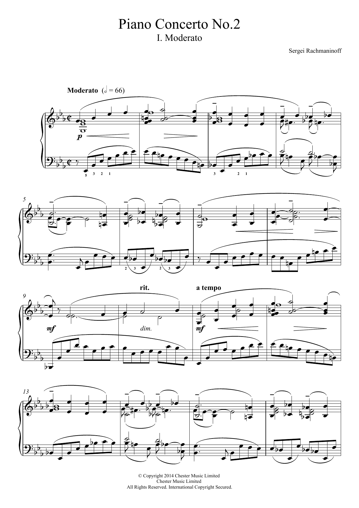 Sergei Rachmaninoff Piano Concerto No.2 - 1st Movement sheet music notes and chords. Download Printable PDF.