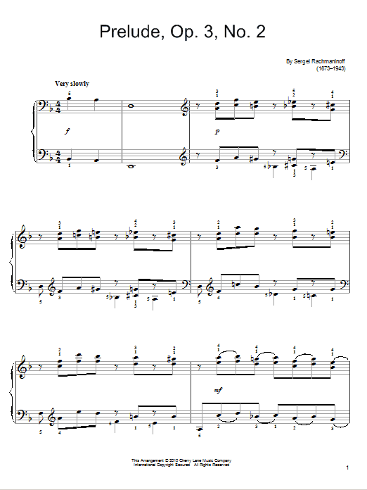Sergei Rachmaninoff Prelude In C# Minor, Op. 3, No. 2 sheet music notes and chords. Download Printable PDF.