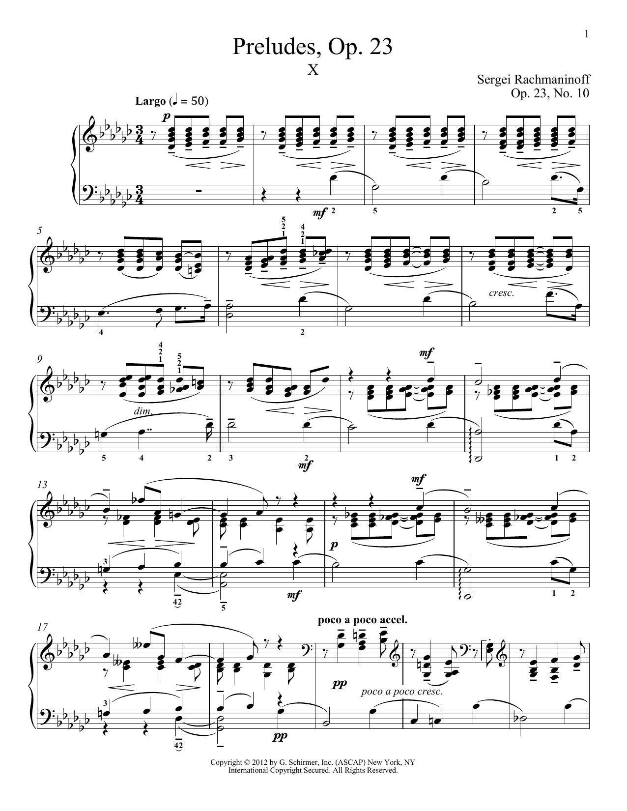 Sergei Rachmaninoff Prelude In G-Flat Major, Op. 23, No. 10 sheet music notes and chords. Download Printable PDF.