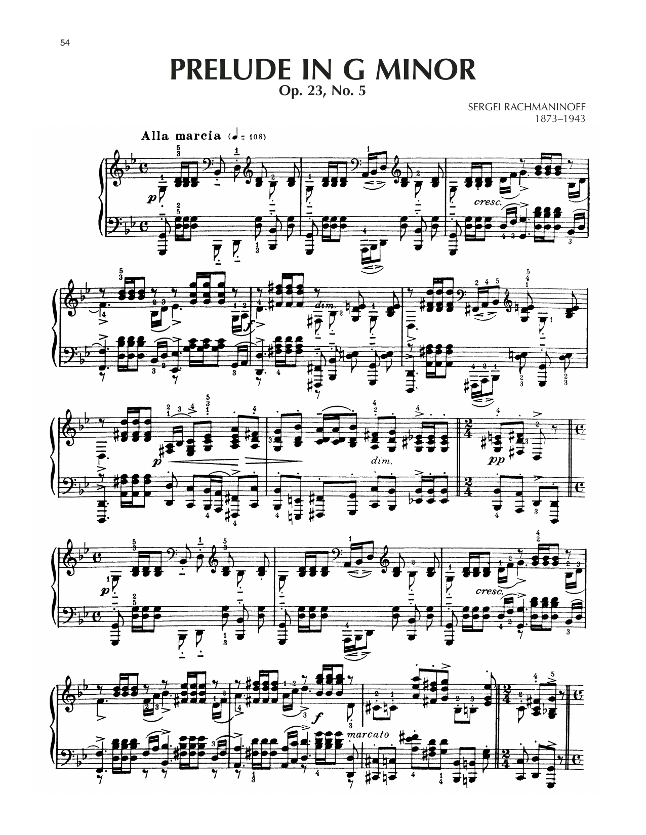 Sergei Rachmaninoff Prelude In G Minor, Op. 23, No. 5 sheet music notes and chords. Download Printable PDF.