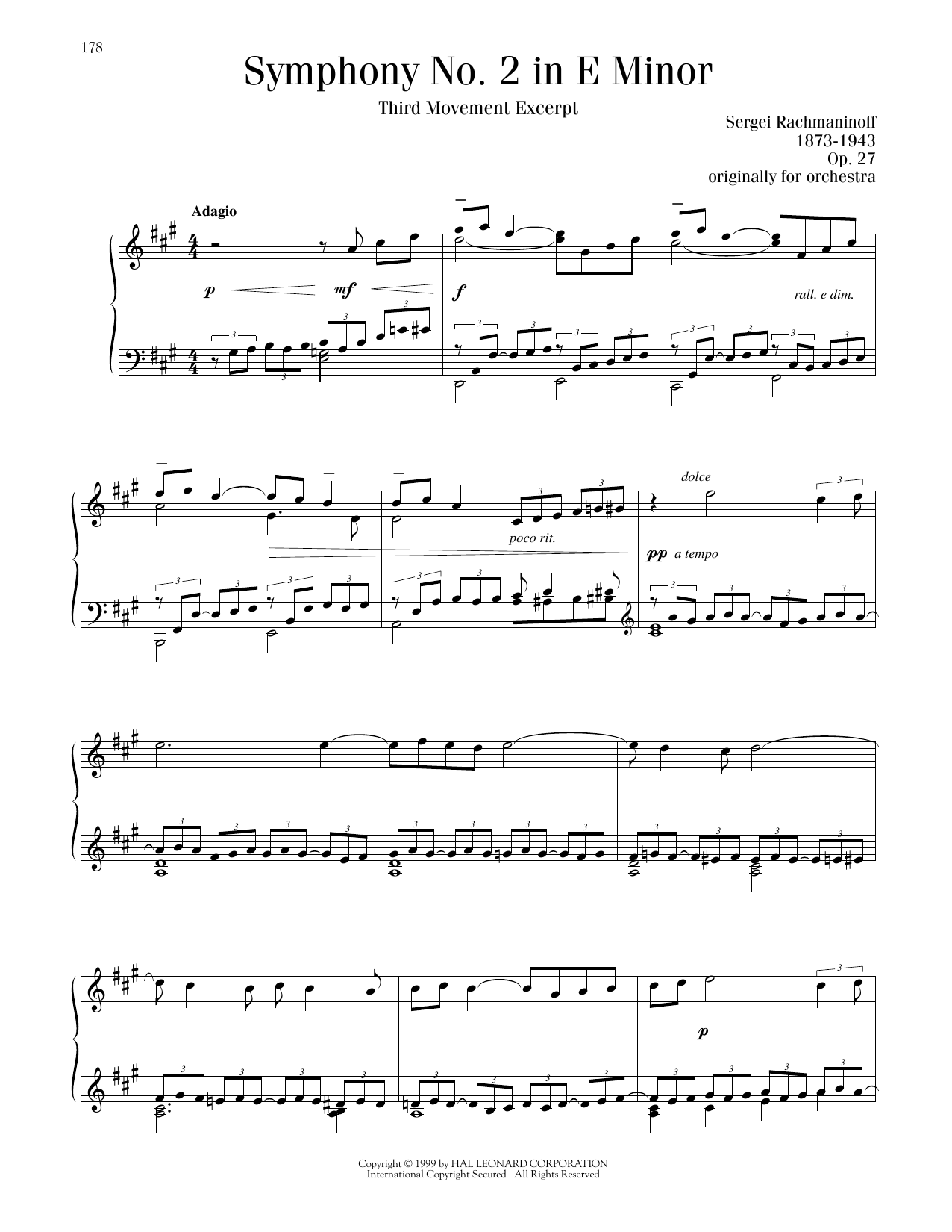 Sergei Rachmaninoff Symphony No. 2 - 3rd Movement sheet music notes and chords. Download Printable PDF.