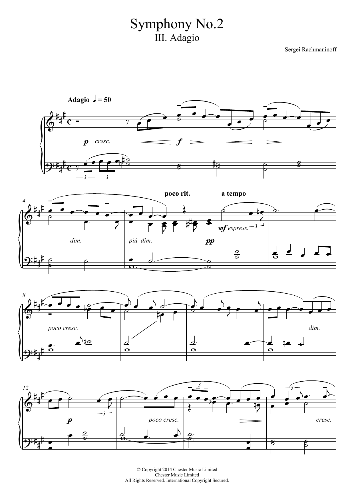 Sergei Rachmaninoff Symphony No.2 - 3rd Movement sheet music notes and chords. Download Printable PDF.