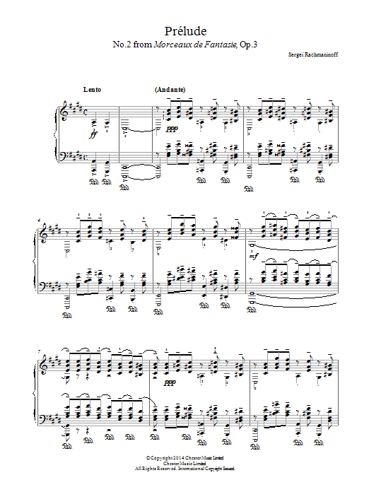 Learn to play Sergei Rachmaninoff Prelude (No.2 from Morceaux de Fantasie, Op.3) sheet music for Piano Solo in minutes. Price: 7.8900$ Sergei Rachmaninoff Prelude (No.2 from Morceaux de Fantasie, Op.3) sheet music notes and chords arranged for Piano Solo