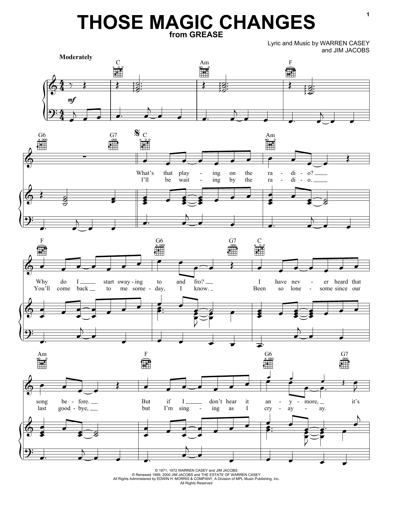 Sha Na Na Those Magic Changes (from Grease) sheet music notes and chords. Download Printable PDF.