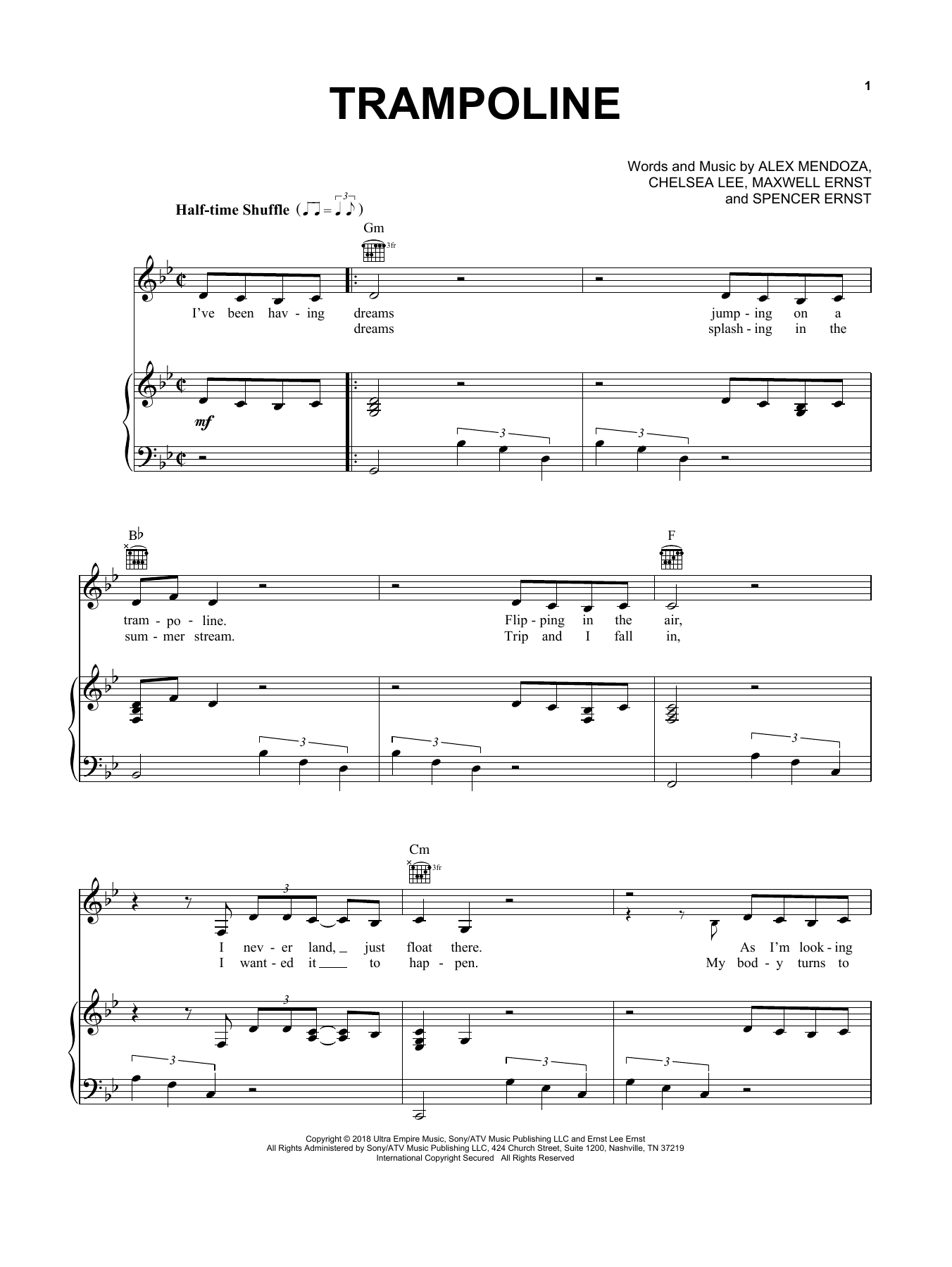 SHAED Trampoline sheet music notes and chords. Download Printable PDF.