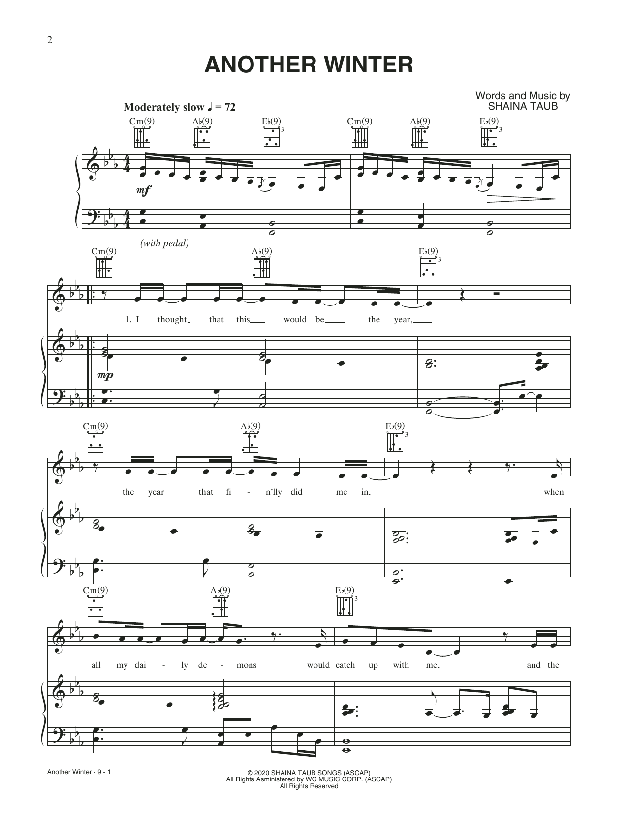 Learn to play Shaina Taub Another Winter sheet music for Piano & Vocal in minutes. Price: 7.8900$ Shaina Taub Another Winter sheet music notes and chords arranged for Piano & Vocal