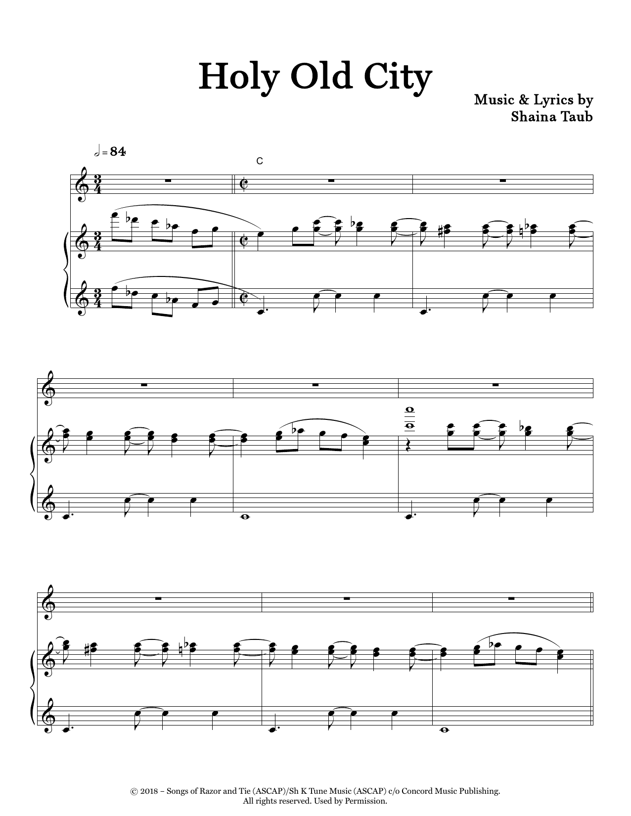 Learn to play Shaina Taub Holy Old City sheet music for Piano & Vocal in minutes. Price: 7.8900$ Shaina Taub Holy Old City sheet music notes and chords arranged for Piano & Vocal