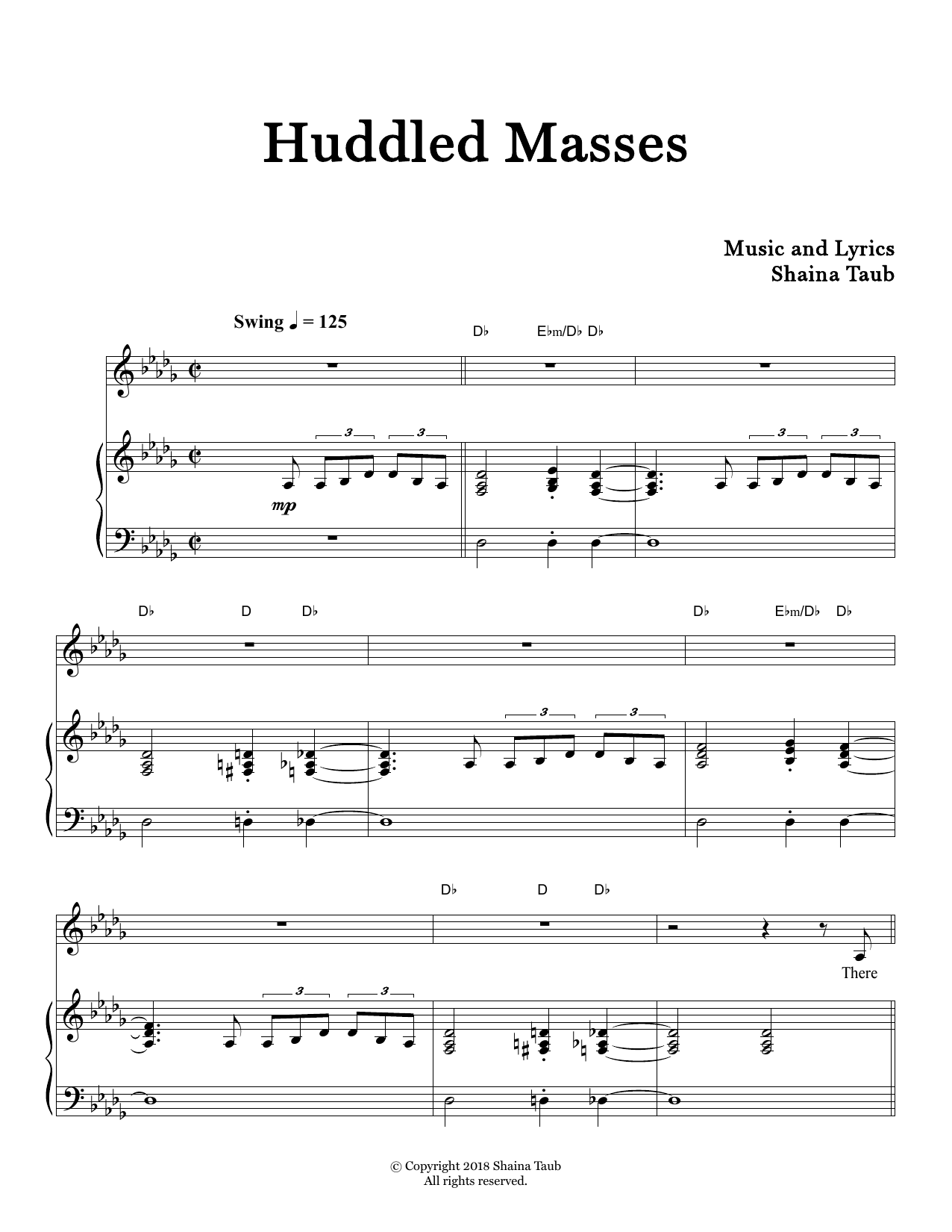 Shaina Taub Huddled Masses sheet music notes and chords. Download Printable PDF.