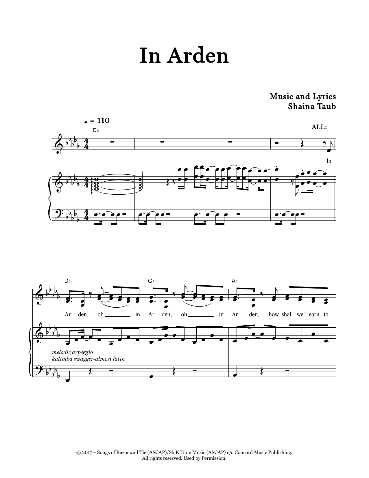 Learn to play Shaina Taub In Arden (from As You Like It) sheet music for Piano & Vocal in minutes. Price: 7.8900$ Shaina Taub In Arden (from As You Like It) sheet music notes and chords arranged for Piano & Vocal