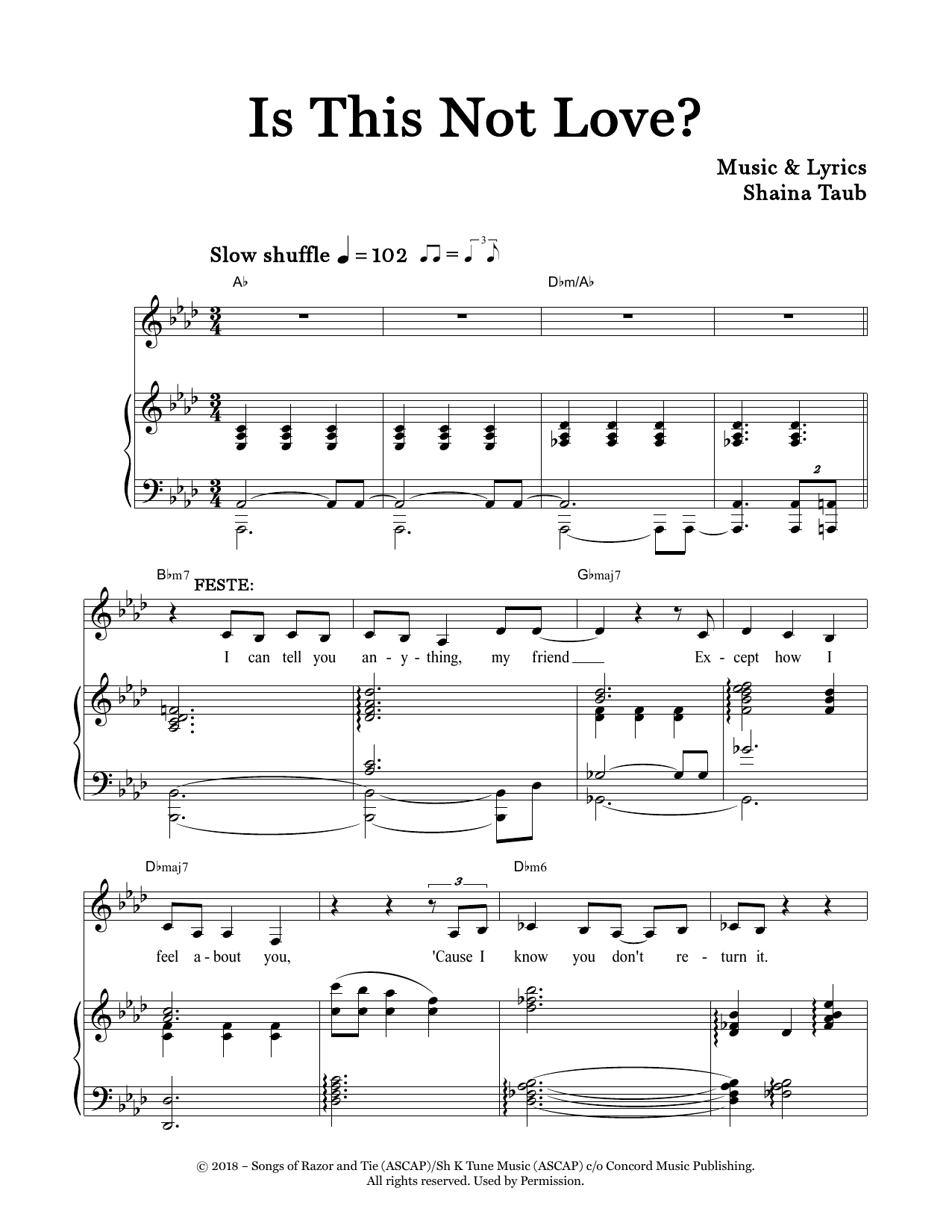 Shaina Taub Is This Not Love? (from Twelfth Night) sheet music notes and chords. Download Printable PDF.