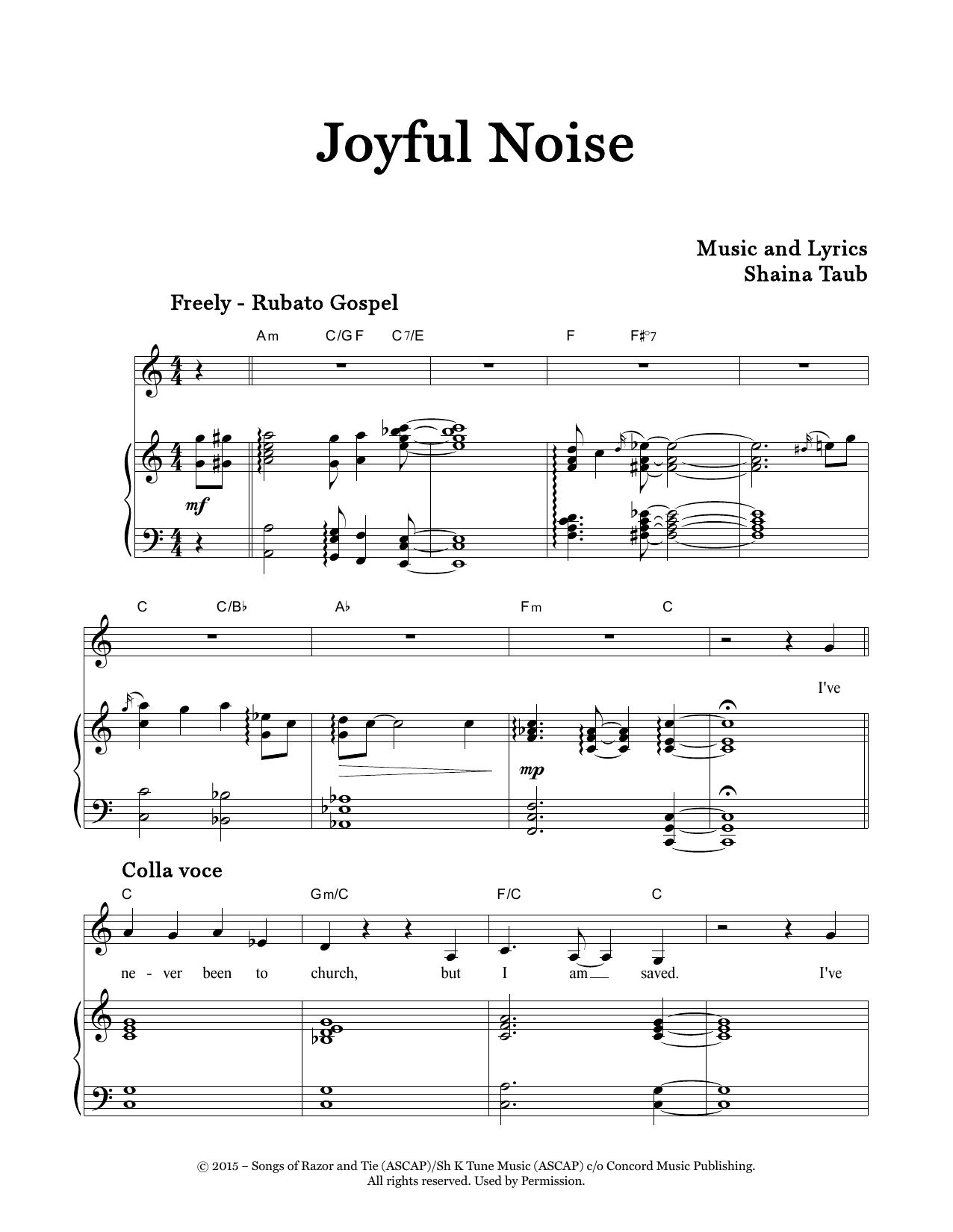 Shaina Taub Joyful Noise sheet music notes and chords. Download Printable PDF.