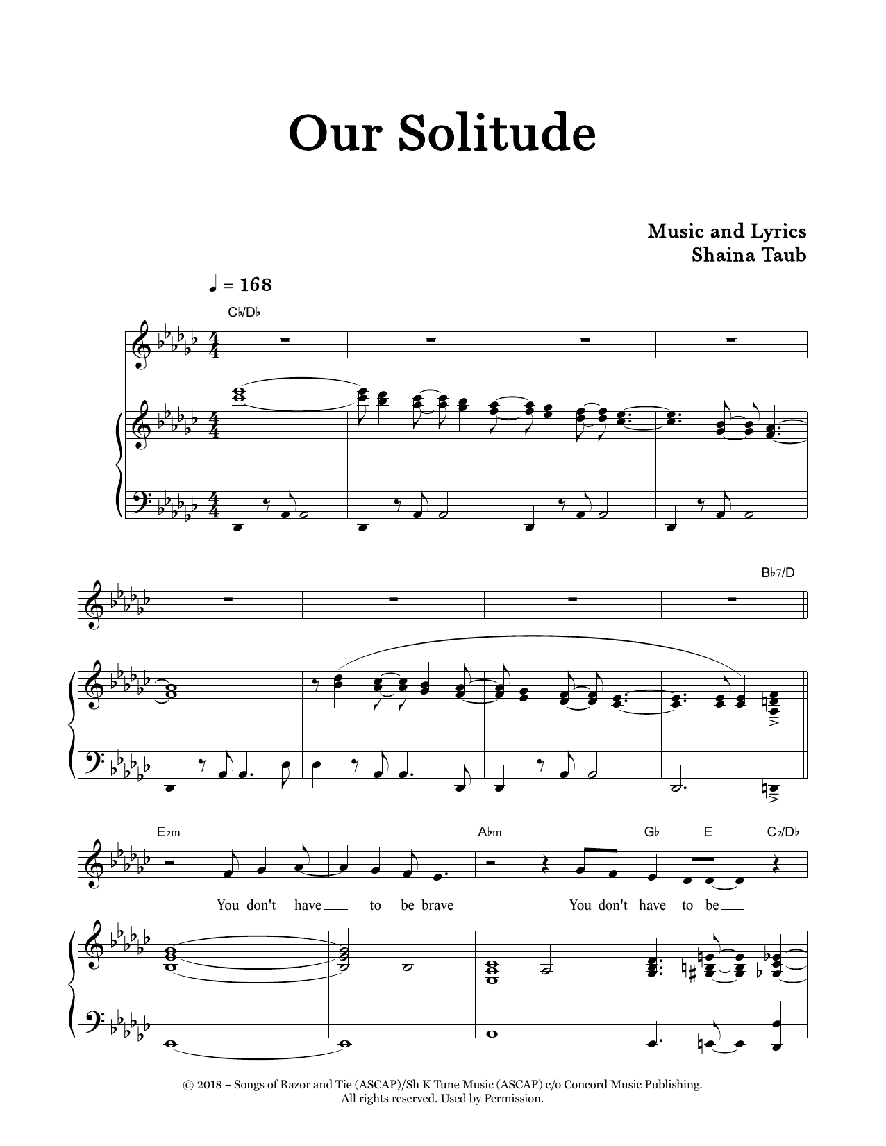 Shaina Taub Our Solitude sheet music notes and chords. Download Printable PDF.