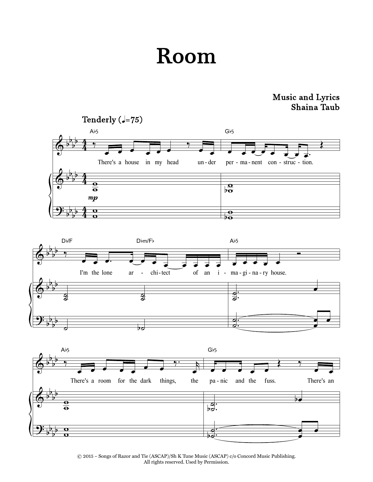 Shaina Taub Room sheet music notes and chords. Download Printable PDF.