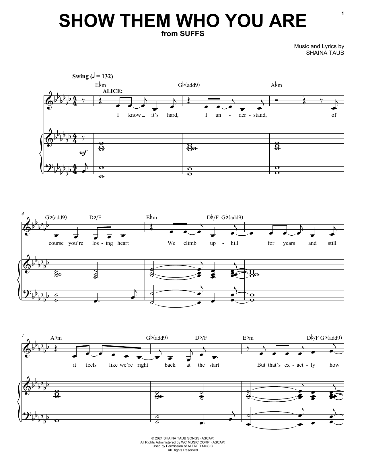 Shaina Taub Show Them Who You Are (from Suffs) sheet music notes and chords. Download Printable PDF.