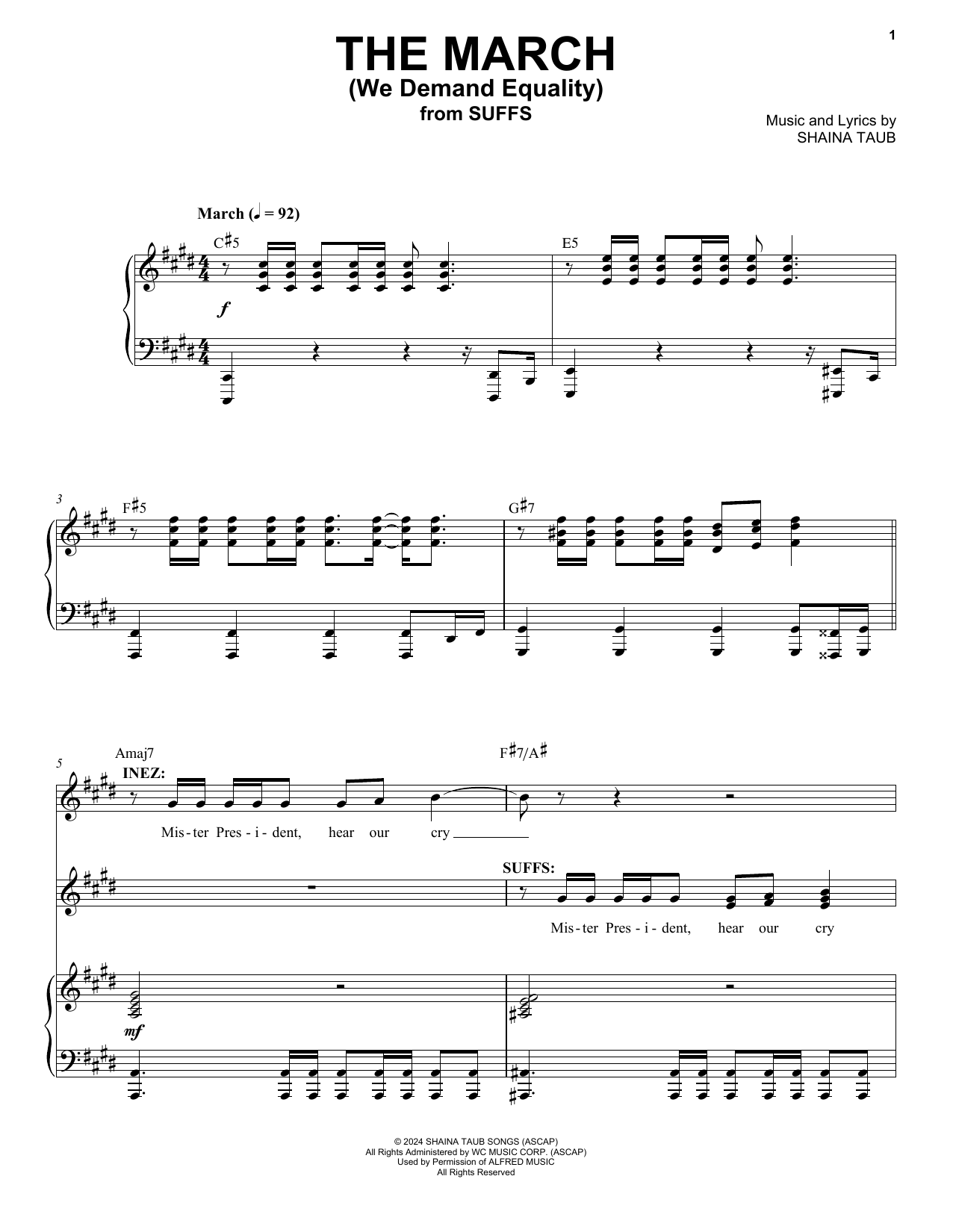 Shaina Taub The March (We Demand Equity) (from Suffs) sheet music notes and chords. Download Printable PDF.